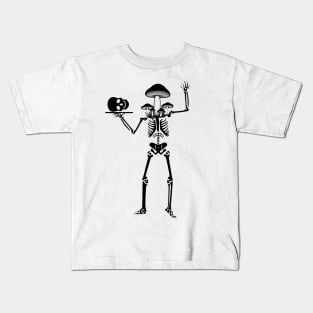 Mushroom Skeleton Skull Trippy Kids T-Shirt